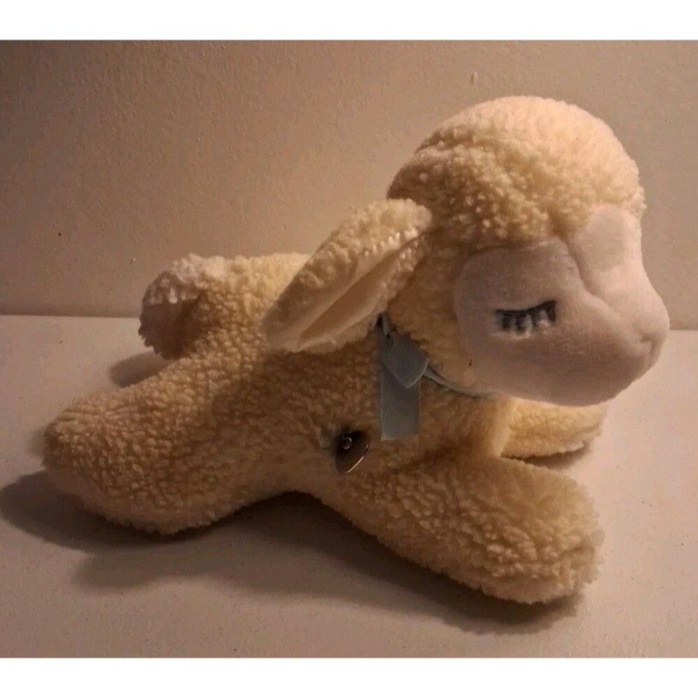 Eden Cream White Lamb Blue Bow Musical Wind Up Mary Had A Little Lamb